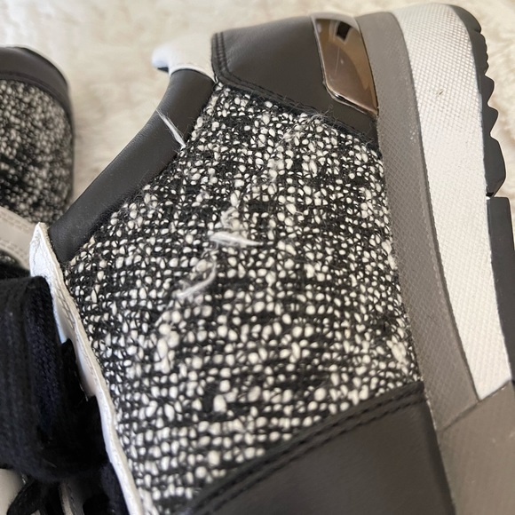 Michael Kors Allie Tweed Trainer Sneakers in Black and White (size 7.5) - Picture 9 of 12